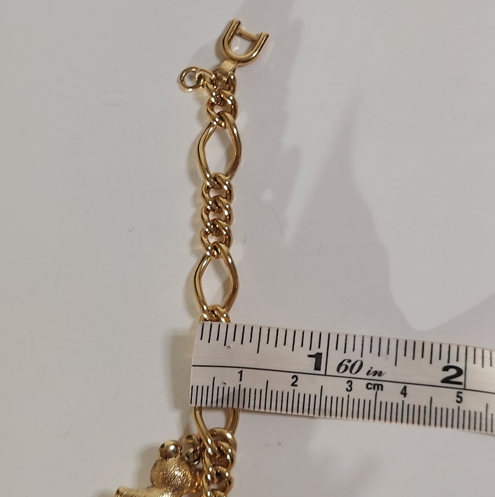 MONET Signed Gold Toned Four Dangle Removable Playful Charm Statement Bracelet - Picture 15 of 16